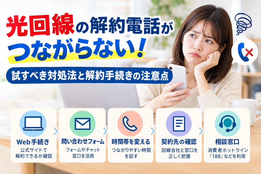 光回線の解約電話がつながらない！試すべき対処法と解約手続きの注意点