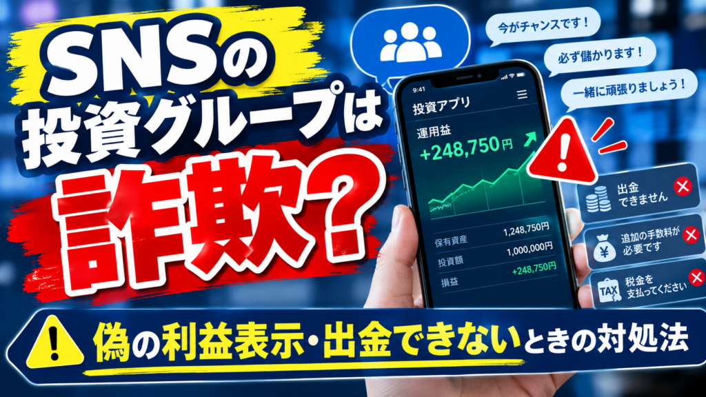 SNSの投資グループは詐欺？偽の利益表示・出金できないときの対処法