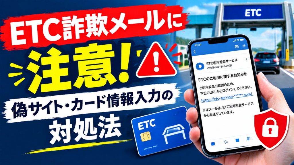 ETC利用照会サービスの詐欺メールに注意！偽サイトの見分け方とカード情報を入力した場合の対処法